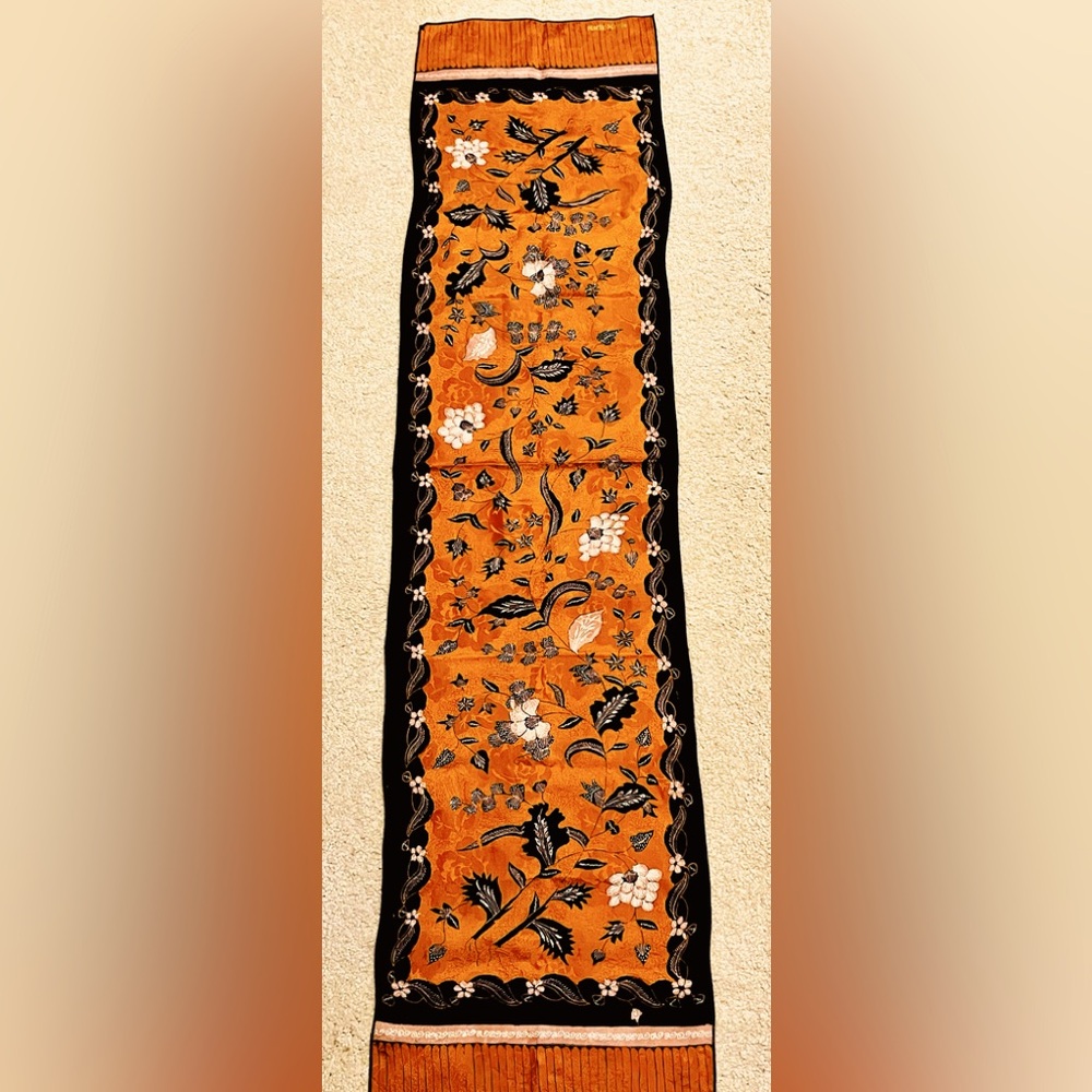 Batik Keris all silk neck scarf exquisite shimmer details original artisan piece